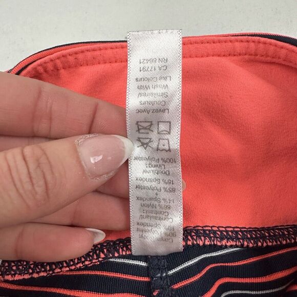 Kyodan Black Coral Striped Cropped Capri Leggings Size S Stretch Zipper Pocket - Picture 6 of 9